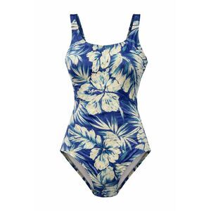 Maxine of Hollywood Size 8 Blue Hibiscus Floral One Piece Tummy Control